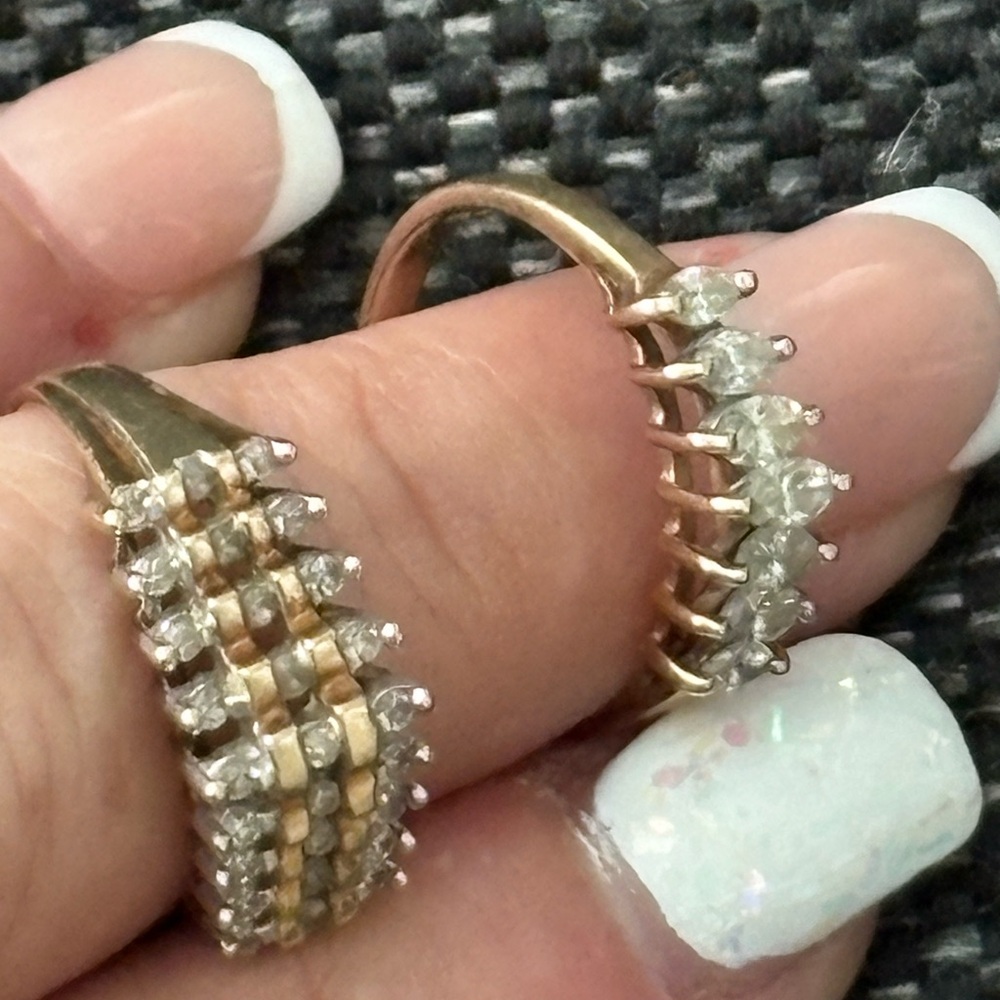 Vintage natural diamond .5 C & real Gold Rings.